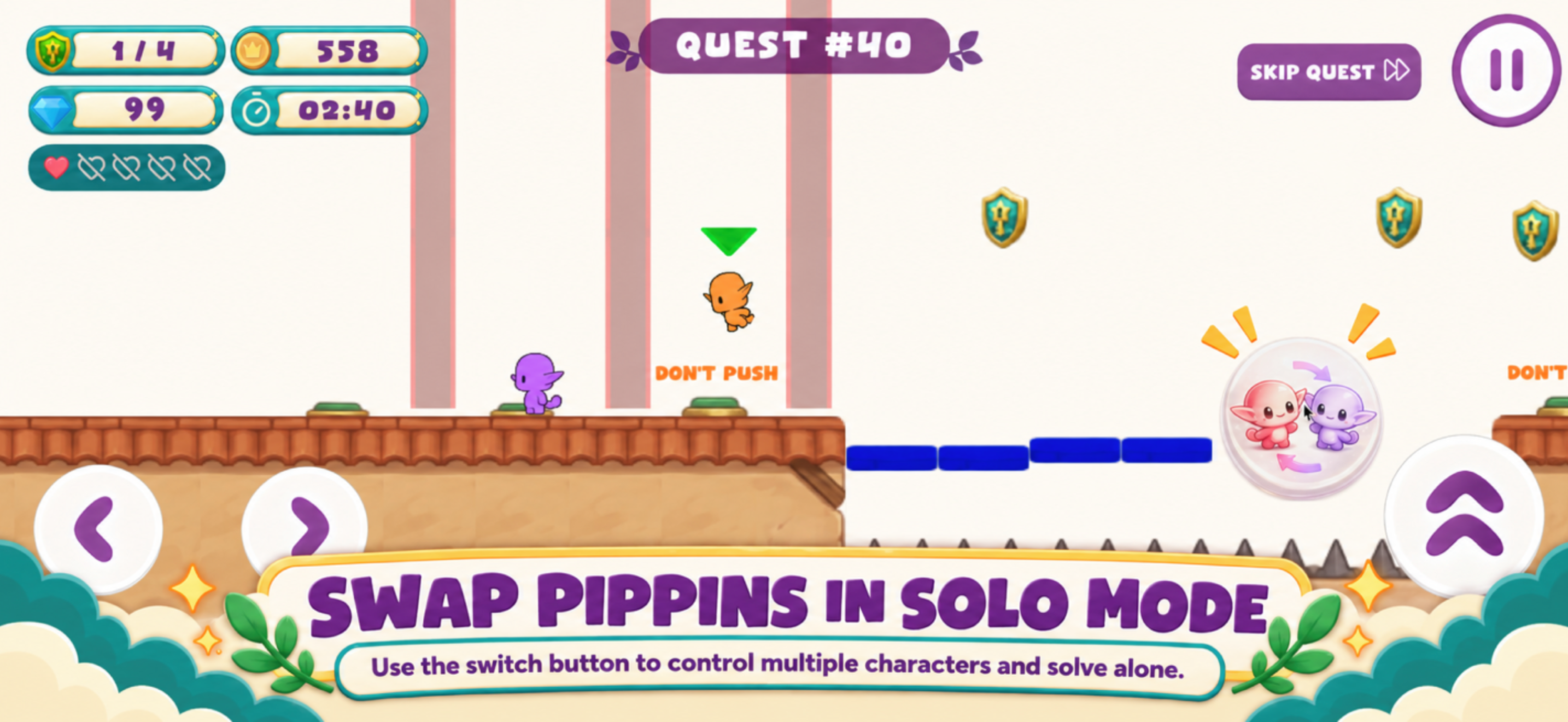 Switching between Pippin characters in solo mode